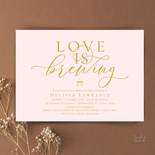 Love Is Brewing Elegant Script Bridal Shower Invitation