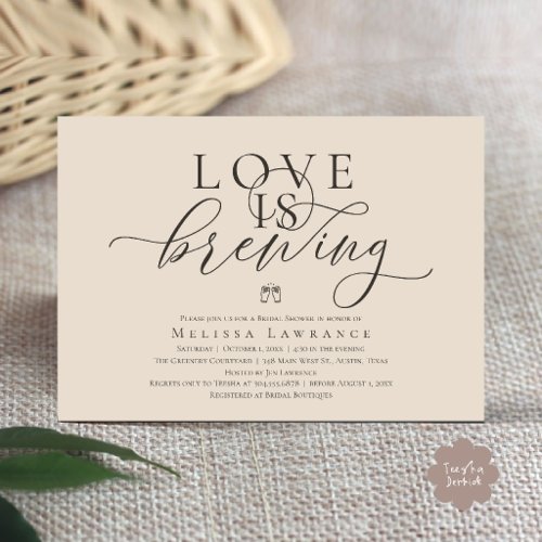 Love Is Brewing Elegant Script Bridal Shower Invitation
