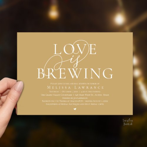 Love Is Brewing Elegant Script Bridal Shower Invitation
