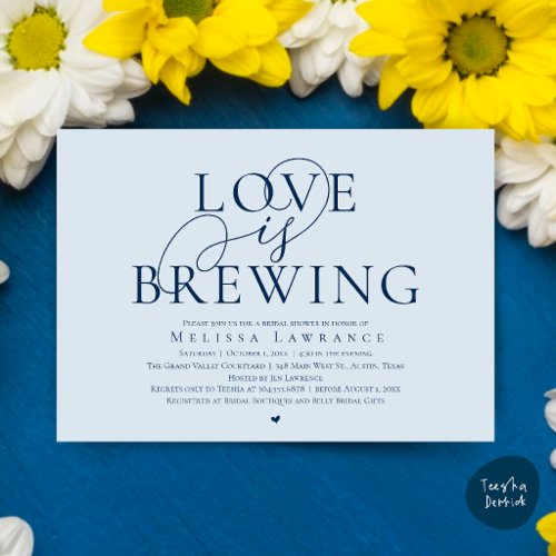 Love Is Brewing Elegant Script Bridal Shower Invitation