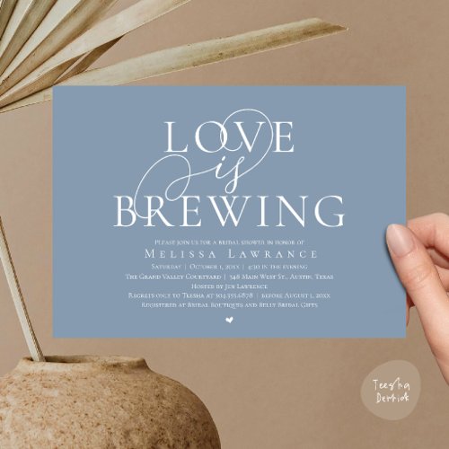 Love Is Brewing Elegant Script Bridal Shower Invitation