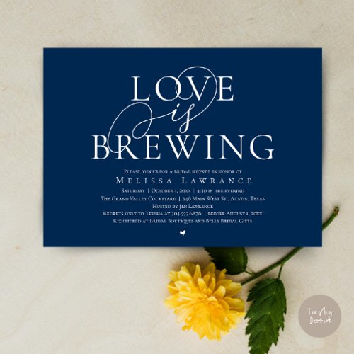 Love Is Brewing Elegant Script Bridal Shower Invitation