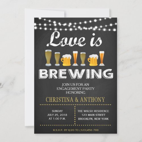 Love is Brewing Engagement Party Chalk Invitation