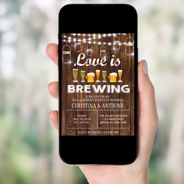 Love is Brewing Engagement Party Chalk Invitation (Front Digital)