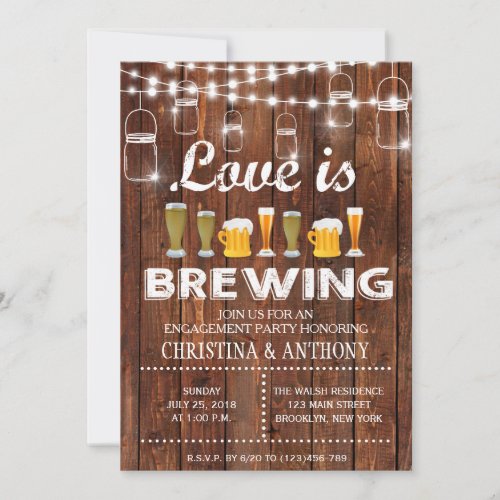 Love is Brewing Engagement Party Chalk Invitation