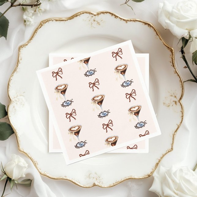 Love is Brewing Espresso Martini Bow Bridal Napkins (Creator Uploaded)