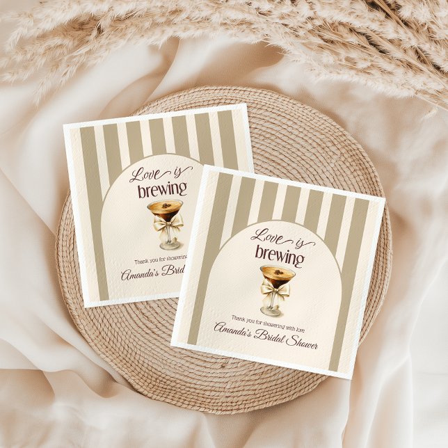 Love is Brewing Espresso Martini Bow Bridal Shower Napkins (Creator Uploaded)