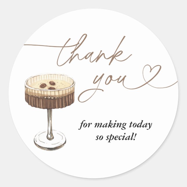 Love Is Brewing Espresso Martini Bridal Shower Classic Round Sticker (Front)