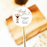 Love Is Brewing Espresso Martini Bridal Shower Classic Round Sticker<br><div class="desc">Love Is Brewing Espresso Martini Bridal Shower Classic Round Sticker
This Thank You Sticker features hand painted martini glass and bow and handwritten font! A perfect way to accent your special day! Easily edit most wording and all colors editable.</div>
