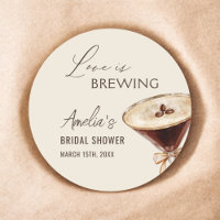 Love is Brewing Espresso Martini Bridal Shower Classic Round Sticker