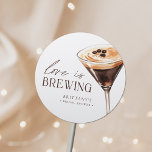 Love is Brewing Espresso Martini Bridal Shower Classic Round Sticker<br><div class="desc">Love is Brewing Espresso Martini Bridal Shower Classic Round Sticker</div>