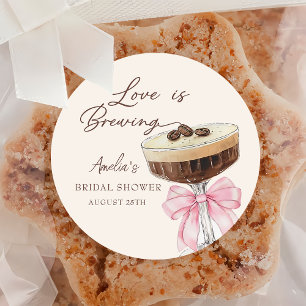 Love is Brewing Espresso Martini Bridal Shower Classic Round Sticker