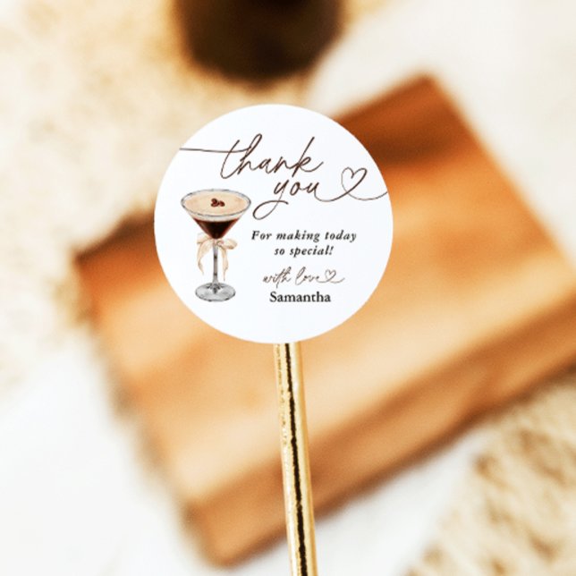 Love Is Brewing Espresso Martini Bridal Shower Classic Round Sticker (Creator Uploaded)