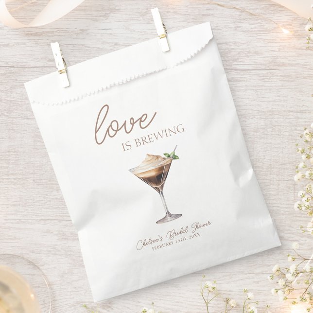 Love is Brewing Espresso Martini Bridal Shower Favor Bag (Love is Brewing Espresso Martini Bridal Shower Favor Bags, Coffee Theme Bridal Brunch, Chic, Trendy)
