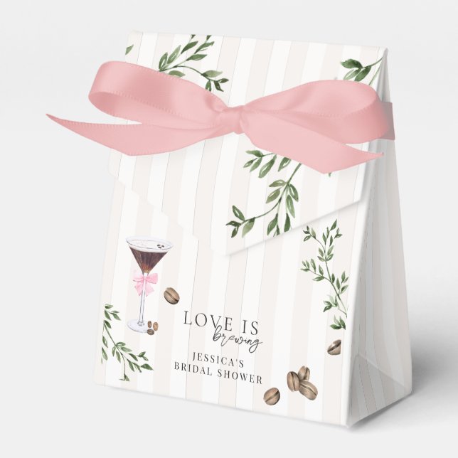 Love is Brewing | Espresso Martini Bridal Shower Favor Boxes (Front Side)