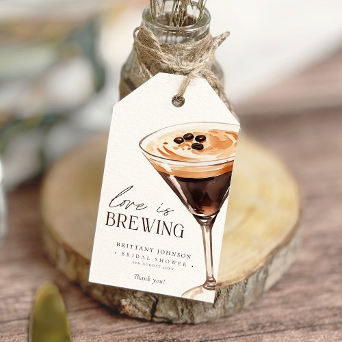 Love is Brewing Espresso Martini Bridal Shower Gift Tags