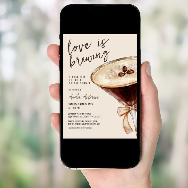 Love is Brewing Espresso Martini Bridal Shower Invitation (Front Digital)