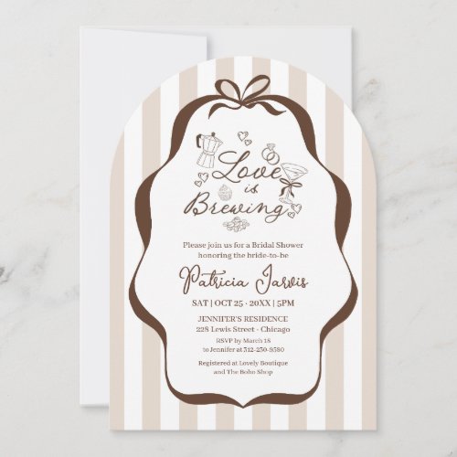 Love Is Brewing Espresso Martini Bridal Shower Invitation
