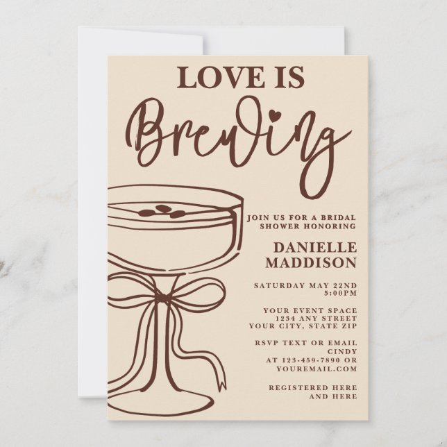 Love is Brewing Espresso Martini Bridal Shower Invitation (Front)