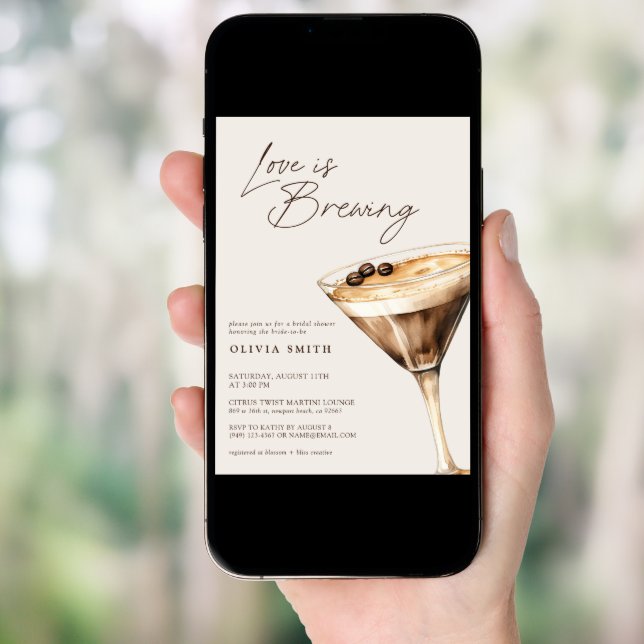 Love is Brewing Espresso Martini Bridal Shower Invitation (Front Digital)