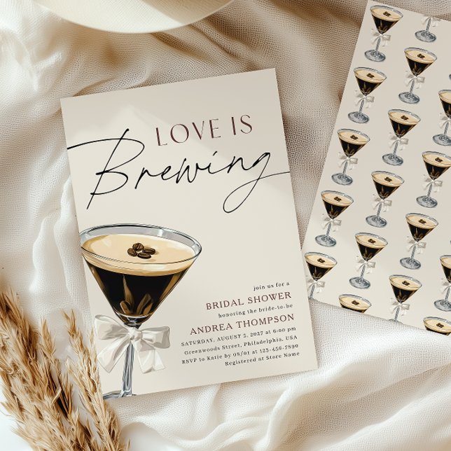 Love is Brewing Espresso Martini Bridal Shower Invitation (Creator Uploaded)