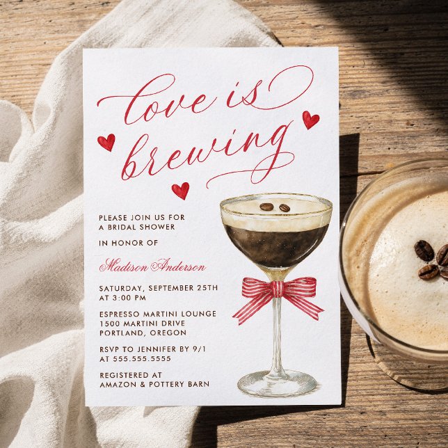 Love Is Brewing Espresso Martini Bridal Shower Invitation (Creator Uploaded)