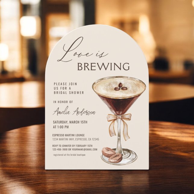 Love is Brewing Espresso Martini Bridal Shower Invitation (Creator Uploaded)