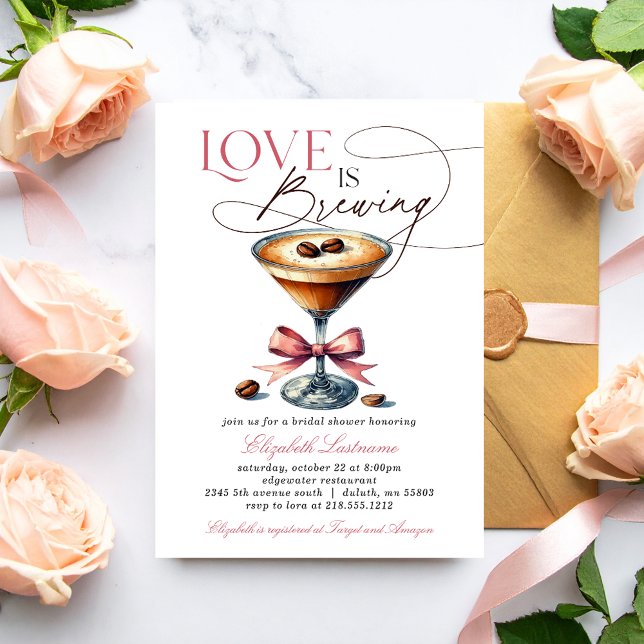 Love is Brewing Espresso Martini Bridal Shower Invitation (Love is Brewing Espresso Martini Bridal Shower Invitation)