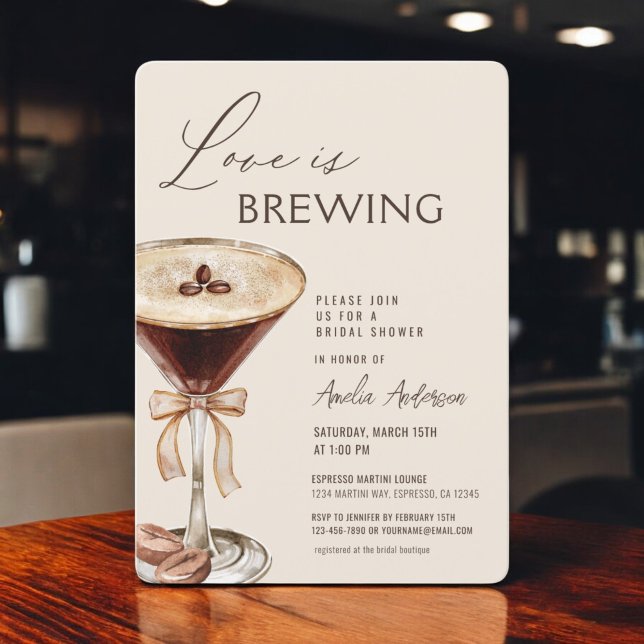Love is Brewing Espresso Martini Bridal Shower Invitation (Creator Uploaded)