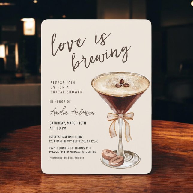 Love is Brewing Espresso Martini Bridal Shower Invitation (Creator Uploaded)