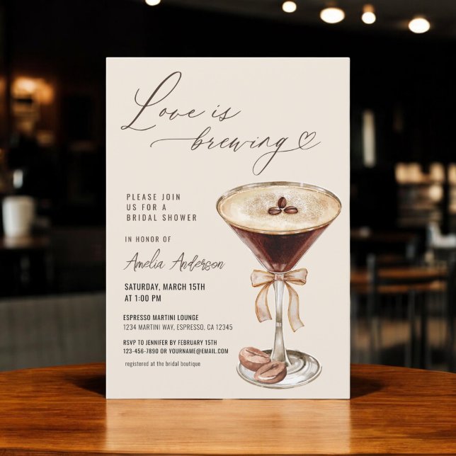 Love is Brewing Espresso Martini Bridal Shower Invitation (Creator Uploaded)