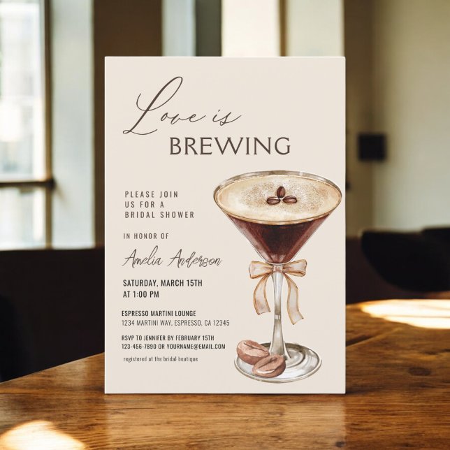 Love is Brewing Espresso Martini Bridal Shower Invitation (Creator Uploaded)