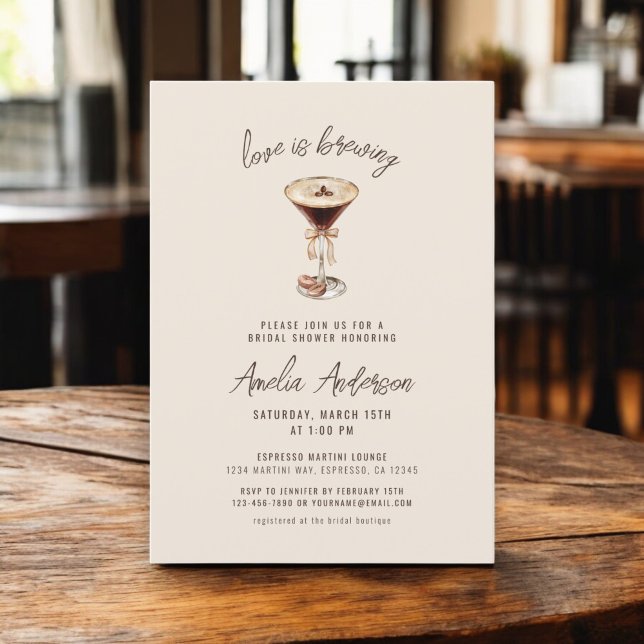 Love is Brewing Espresso Martini Bridal Shower Invitation (Creator Uploaded)
