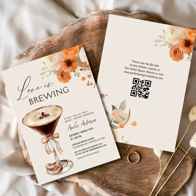 Love is Brewing Espresso Martini Bridal Shower Invitation (Creator Uploaded)