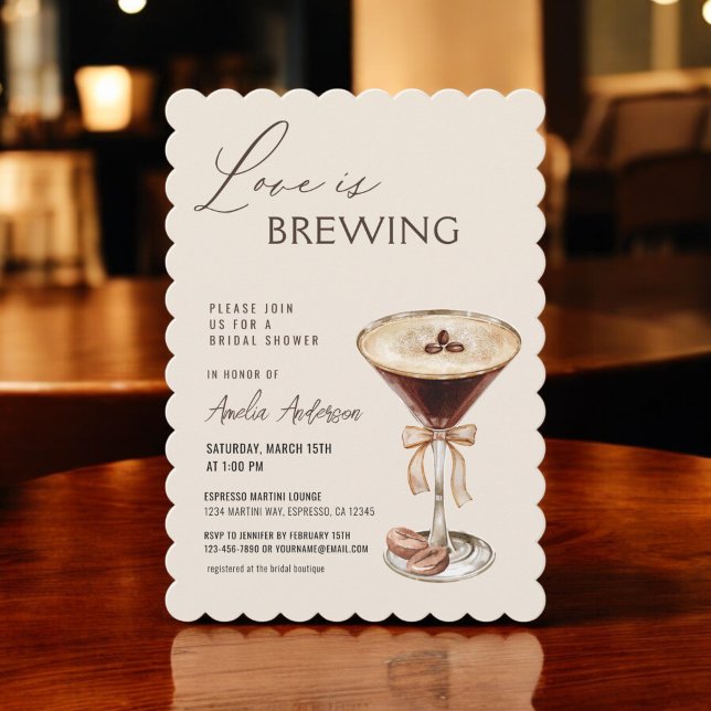 Love is Brewing Espresso Martini Bridal Shower Invitation (Creator Uploaded)