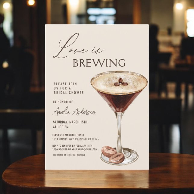 Love is Brewing Espresso Martini Bridal Shower Invitation (Creator Uploaded)