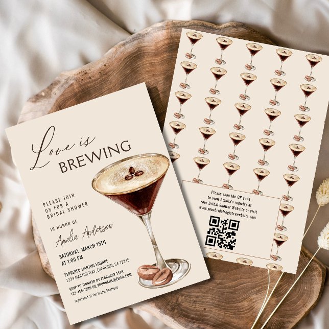 Love is Brewing Espresso Martini Bridal Shower Invitation (Creator Uploaded)