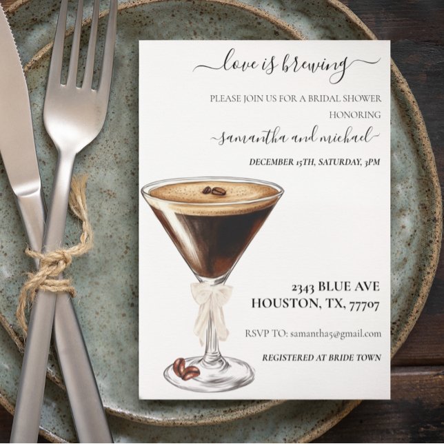 Love is Brewing Espresso Martini Bridal Shower  Invitation (Creator Uploaded)