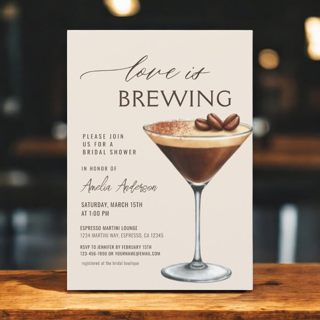 Love is Brewing Espresso Martini Bridal Shower Invitation (Creator Uploaded)