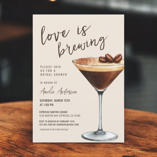 Love is Brewing Espresso Martini Bridal Shower Invitation (Creator Uploaded)