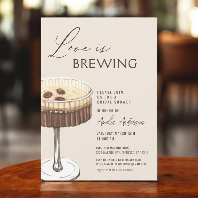 Love is Brewing Espresso Martini Bridal Shower Invitation (Creator Uploaded)