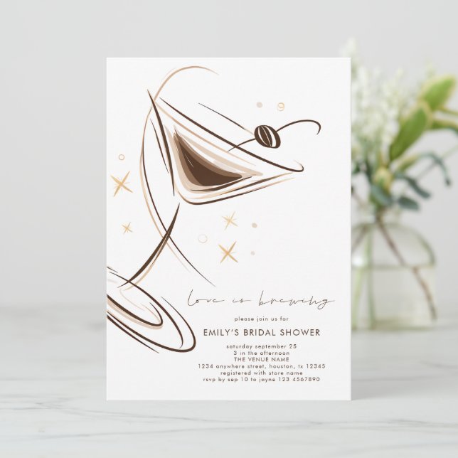 Love is Brewing Espresso Martini Bridal Shower Invitation (Standing Front)
