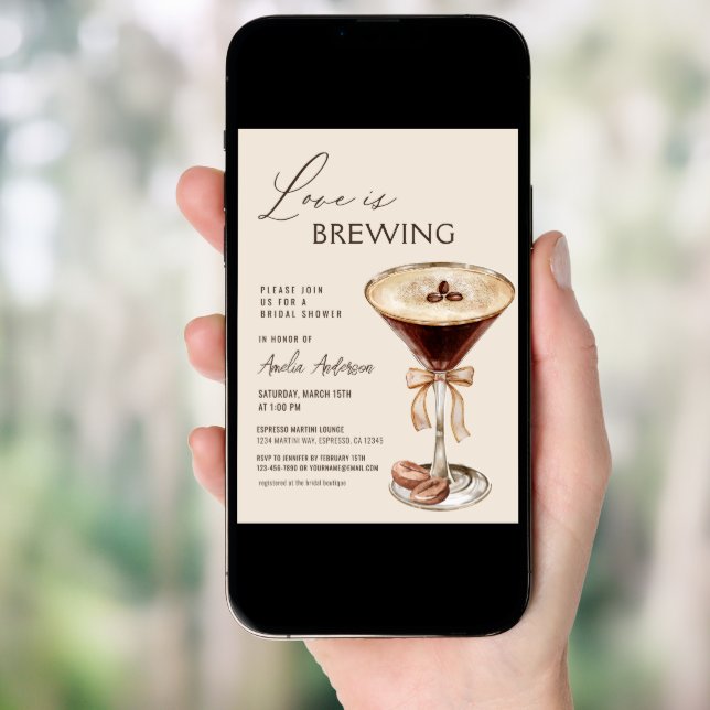 Love is Brewing Espresso Martini Bridal Shower Invitation (Front Digital)