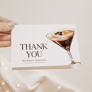 Love is Brewing Espresso Martini Bridal Shower Letterpress Thank You Card