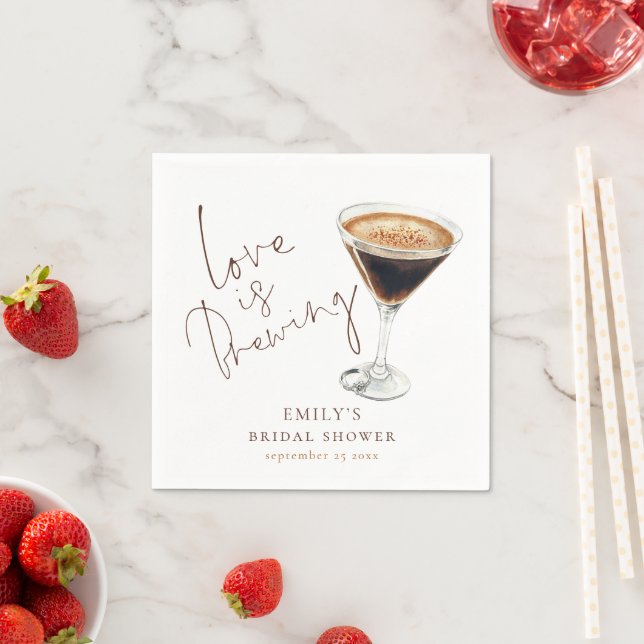 Love Is Brewing Espresso Martini Bridal Shower Napkins (Insitu)