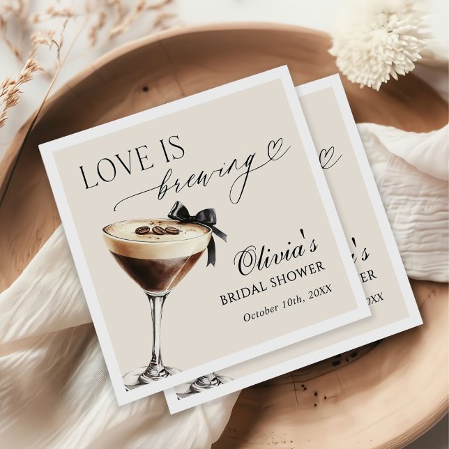 Love is Brewing Espresso Martini Bridal Shower Napkins (Creator Uploaded)