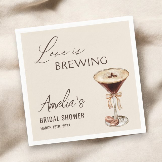 Love is Brewing Espresso Martini Bridal Shower Napkins (Creator Uploaded)