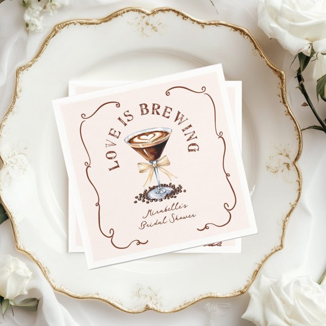 Love is Brewing Espresso Martini Bridal Shower  Napkins (Creator Uploaded)