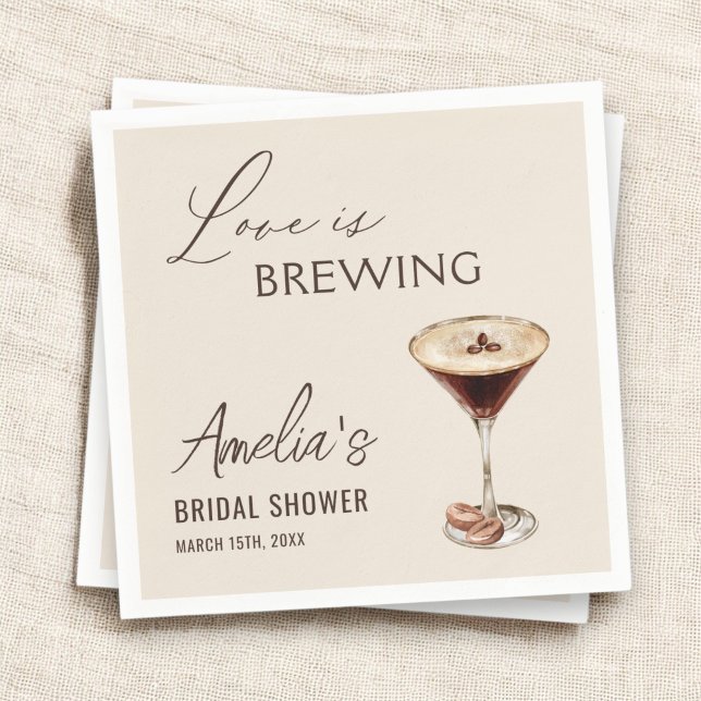 Love is Brewing Espresso Martini Bridal Shower Napkins (Creator Uploaded)