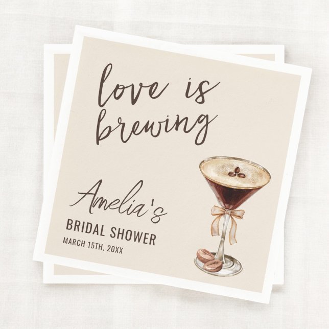 Love is Brewing Espresso Martini Bridal Shower Napkins (Creator Uploaded)
